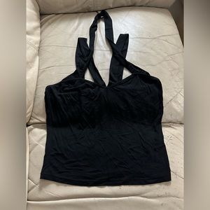 Halter crisscross cropped top